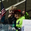 GRAND FORKS, NORTH DAKOTA - APRIL 14: Two young USA fans getting ready to watch their team take on Russia during preliminary round action at the 2016 IIHF Ice Hockey U18 World Championship. (Photo by Minas Panagiotakis/HHOF-IIHF Images)

